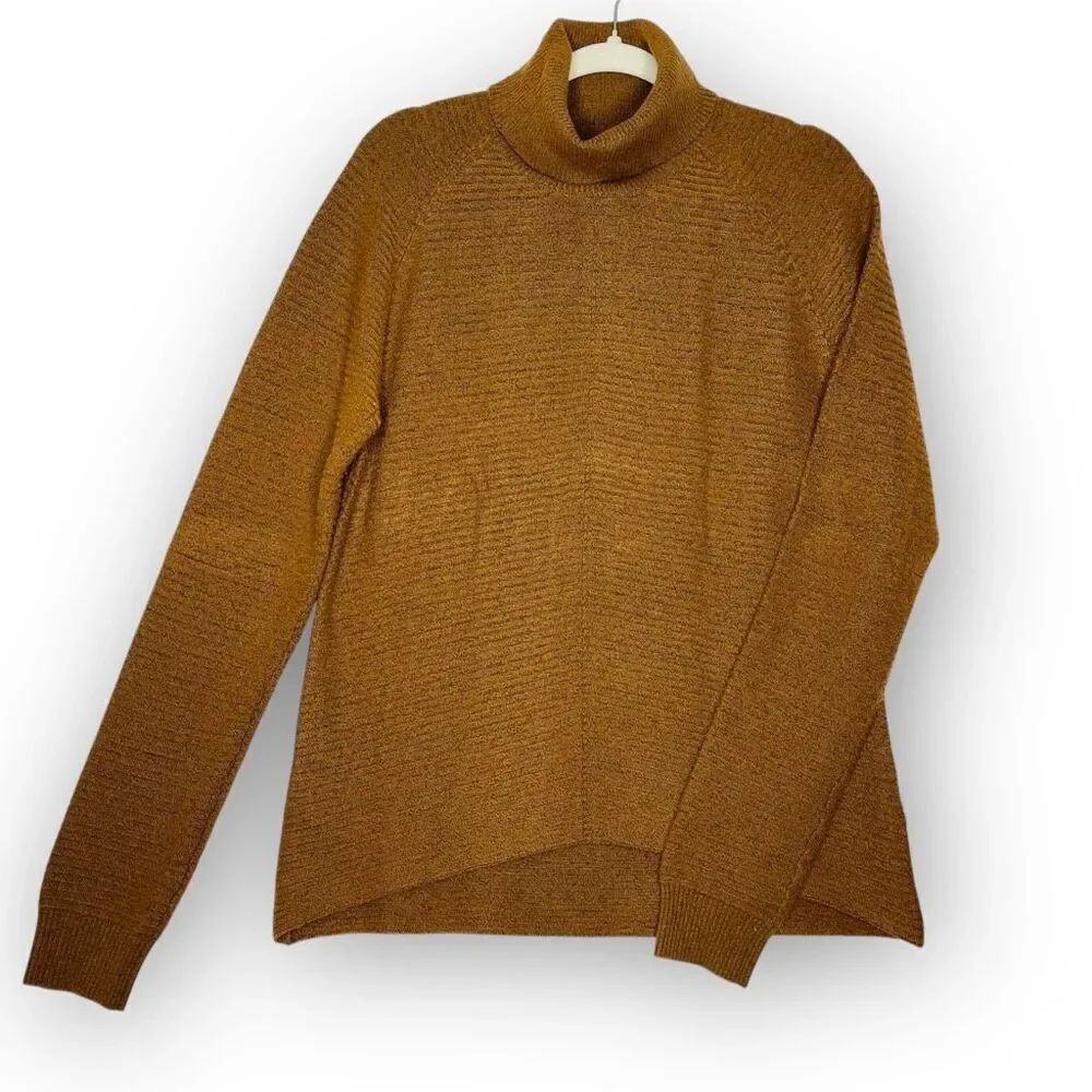 Kuhl Solace Turtleneck Sweater Orange Copper Brown Merino Wool Blend Women Small
